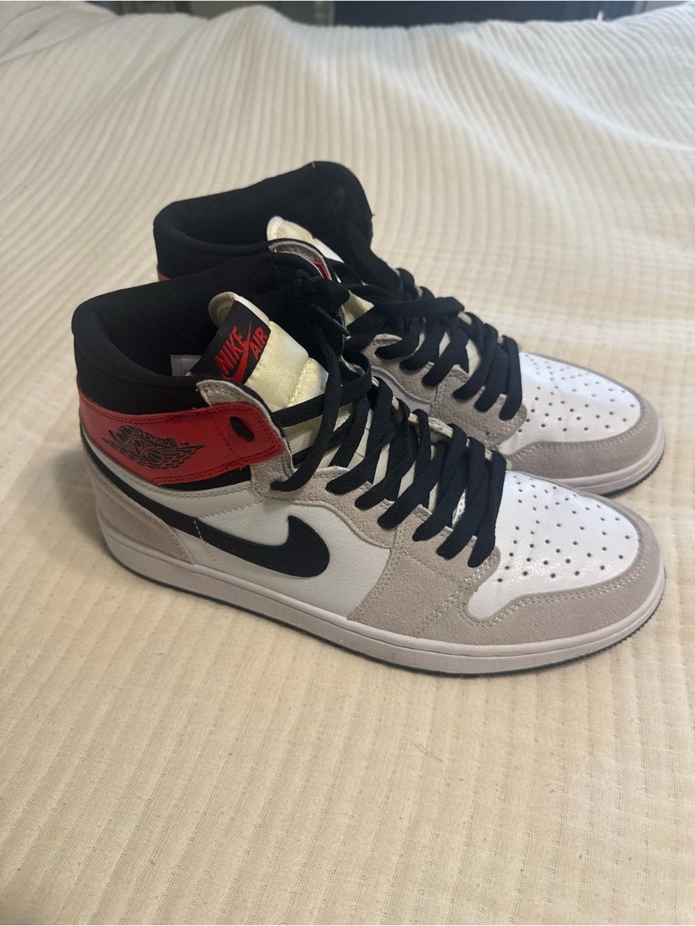 Nike Air Jordan 1 Mid White/Black/Gray/Red Men's Sneakers